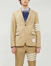 THOM BROWNE SINGLE-BREASTED SLIM-FIT COTTON-TWILL BLAZER,223-3005438-MJU490A03788