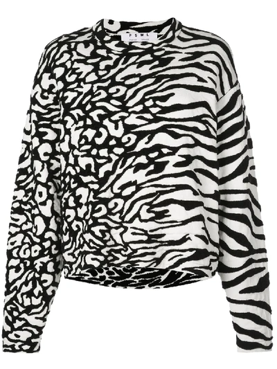 Proenza Schouler White Label Mixed Animal-print Jacquard Pullover In Black & White