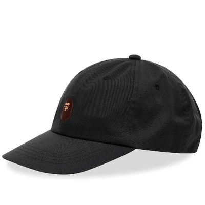 A Bathing Ape Ape Head Embroidered Panel Cap In Black