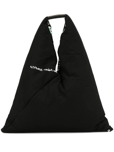 Mm6 Maison Margiela Logo Print Slouchy Shoulder Bag In 黑色