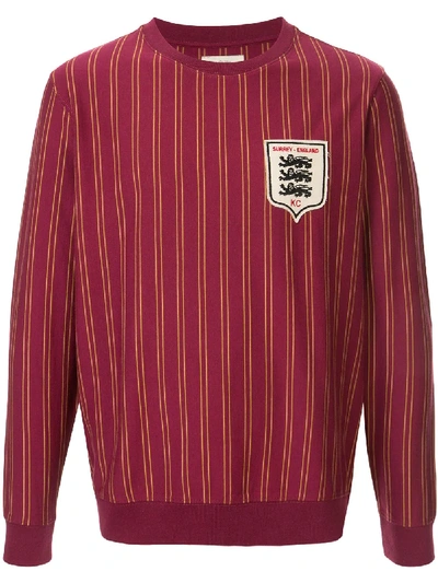 Kent & Curwen Striped Three Lions Sweatshirt In Red
