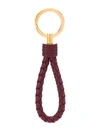 Bottega Veneta Intrecciato Weave Loop Keyring In Red