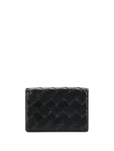 Bottega Veneta Intrecciato Leather Flap Wallet In Black