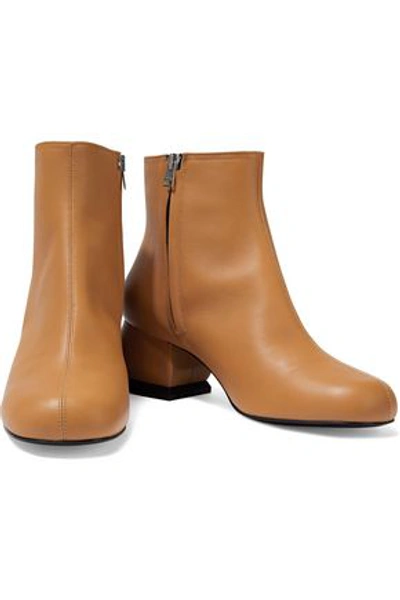Marni Leather Ankle Boots In Camel