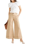 KHAITE CARINE COTTON-TWILL WIDE-LEG PANTS,3074457345621378687