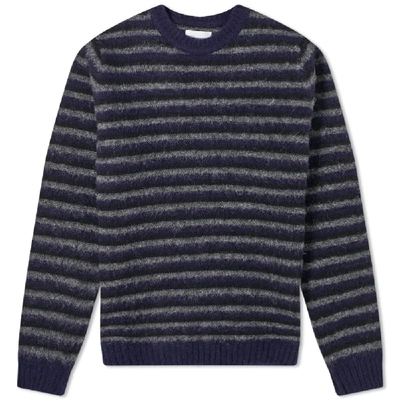 Norse Projects Sigfred Brushed Stripe Knit In Blue
