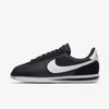 Nike Cortez Leather Sneakers In Black And White In Black,metallic Silver,white
