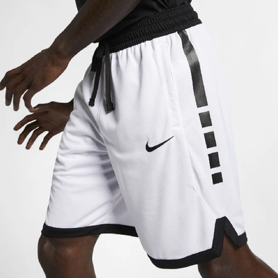 Nike Dri-fit Elite Men's Basketball Shorts In White/black/black/black
