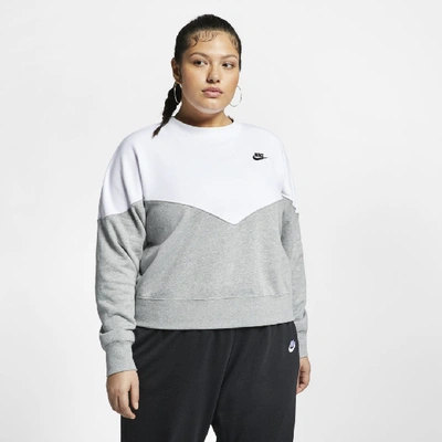 Nike Sportswear Heritage Women's Fleece Crew (plus Size) In Dark Grey Heather