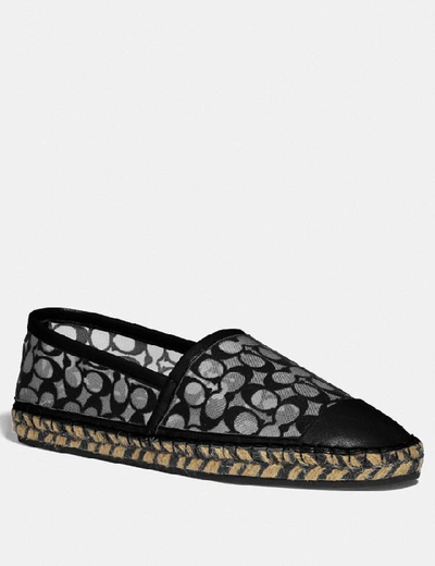 Coach Women's Cleo Signature Mesh & Leather Espadrilles In Black