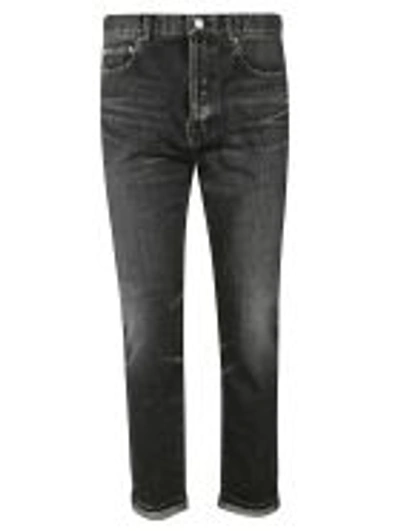 Saint Laurent Cropped Jeans In Dirty Medium Black