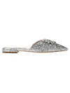 Miu Miu Embellished Glittered Mules In Silver