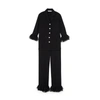 Sleeper Party Pajama Set With Double Feathers In Black