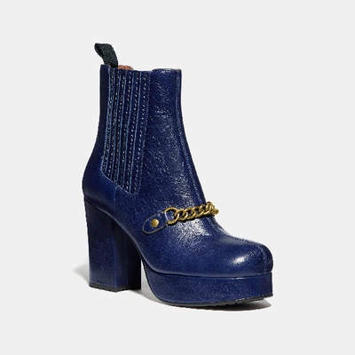 Coach Chelsea Platform Bootie In Blue - Size 8 B