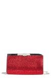 Christian Louboutin Small Palmette Crystal Embellished Clutch In Loubi/ Loubi