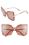 Tom Ford Gia 63mm Oversize Butterfly Sunglasses In Shiny Pink/violet Mirror