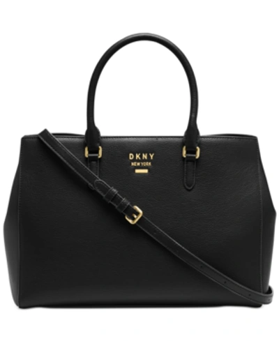 Dkny Whitney Leather East West Tote, Created For Macy's In Black/gold
