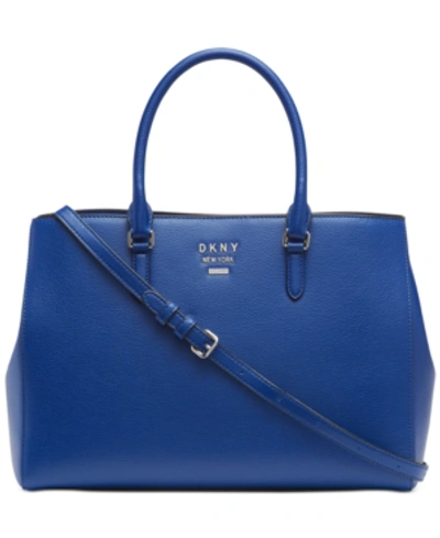 Dkny Whitney Leather East West Tote, Created For Macy's In Royal Blue/silver