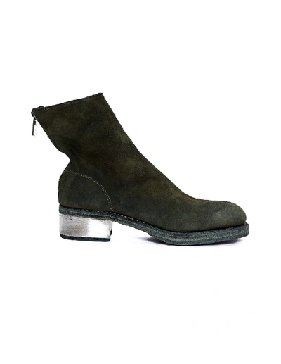Guidi Green Suede Metallic Heel Boots