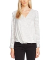 VINCE CAMUTO FIESTA POLKA-DOT FAUX-WRAP TOP