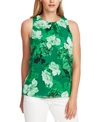 VINCE CAMUTO FLORAL-PRINT RUCHED-NECK TOP