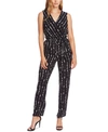 VINCE CAMUTO SLEEVELESS PRINTED BELTED JUMPSUIT