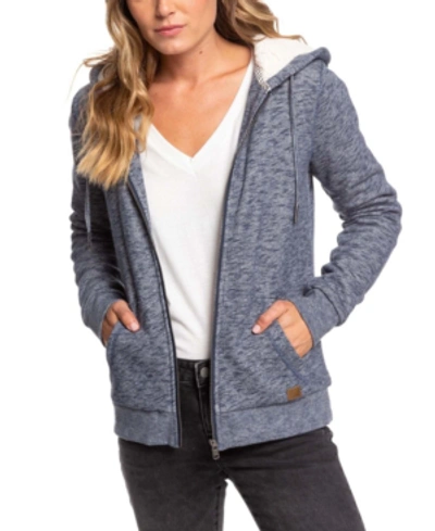 Roxy Zip-up Hoodie With Faux-sherpa Lining In Mood Indigo