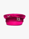 Ruslan Baginskiy Crystal-embellished Satin Baker Boy Hat In Pink
