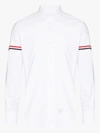 THOM BROWNE THOM BROWNE MENS WHITE STRIPED ARMBAND SHIRT,MWL150E0013914535305