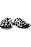 ALEXANDER WANG AMELIA CUTOUT CRYSTAL-EMBELLISHED SUEDE SLIPPERS,3074457345621265763