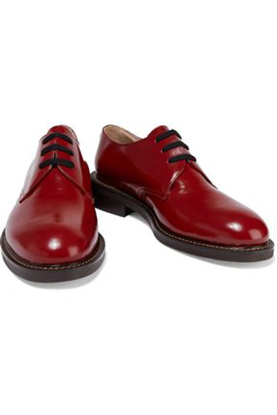 Marni Glossed-leather Brogues In Claret