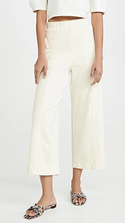 Stateside Ponte Cropped Wide Leg Trousers In Cream