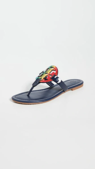 Tory Burch Miller Sandals In Bright Rainbow/ Royal Navy