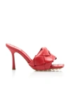 Bottega Veneta The Lido Intrecciato Leather Mules In Red