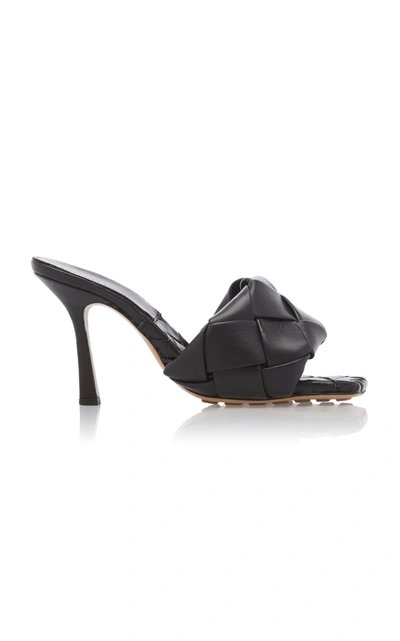 Bottega Veneta Black Intrecciato Lido Heeled Sandals In 1000 Black