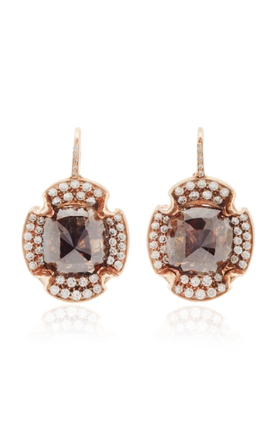 Amrapali 18k Rose Gold And Reddish Icy Diamond Earrings In Brown