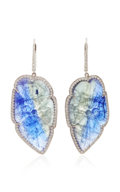 Amrapali 18k White Gold, Bi-color Tanzanite And Diamond Earrings In Blue