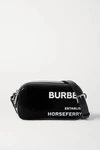 BURBERRY LEATHER-TRIMMED PRINTED COATED-CANVAS SHOULDER BAG