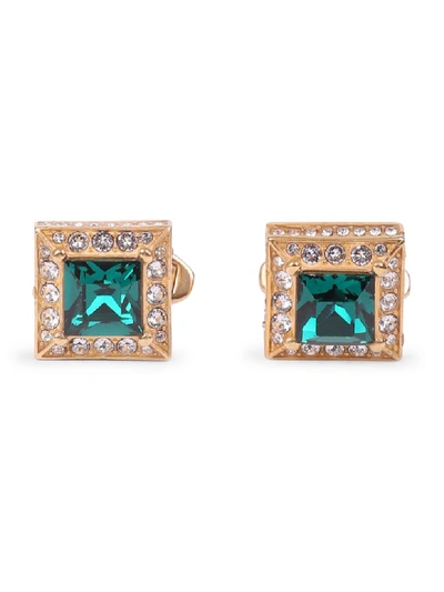 Dolce & Gabbana Square Rhinestone-embellished Cufflinks In Green