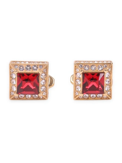Dolce & Gabbana Square Rhinestone-embellished Cufflinks In Red