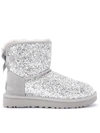 UGG UGG CLASSIC MINI COSMOS ANKLE BOOTS SILVER IN SHEEPSKIN WITH SEQUINS,11162533