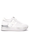 HOGAN H468 SNEAKER IN WHITE AND SILVER LEATHER,11162522