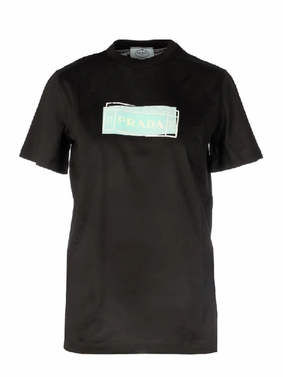 Prada Logo Crewneck T-shirt In Black