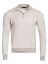 Loro Piana Roadster Striped Cashmere Half-zip Sweater In Pearl