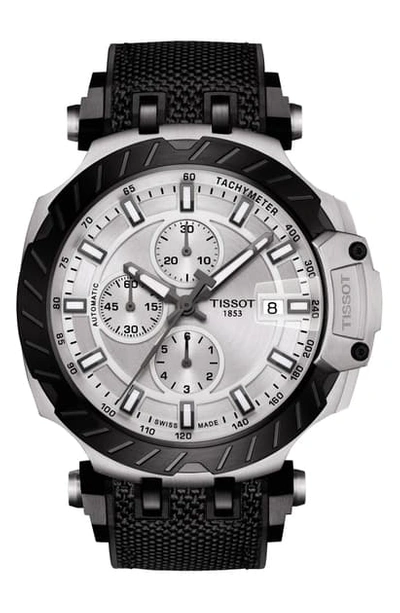 Tissot T-sport Chronograph Webbed Strap Watch, 48mm In Black