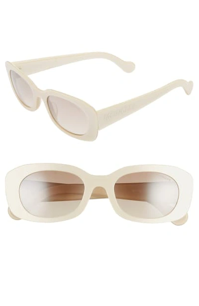 Moncler 52mm Acetate Oval Bold-frame Sunglasses In Ivory