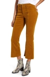 Ag Quinne Paneled Corduroy Crop Flare Pants In Yellow