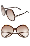 TOM FORD ROSE 63MM GRADIENT OVERSIZE ROUND SUNGLASSES,FT0765W6372G