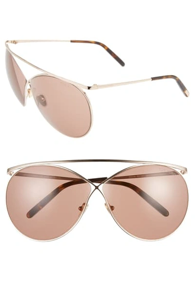 Tom Ford Stevie 59mm Polarized Aviator Sunglasses In Shiny Rose Gold/ Pink