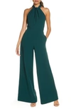 Julia Jordan Halter Wide Leg Jumpsuit In Hunter